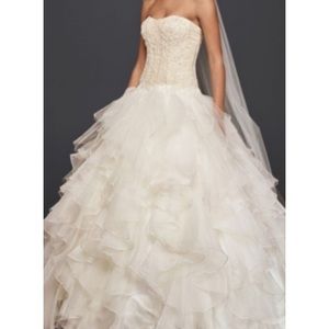 Oleg Cassini wedding ball gown with ruffles